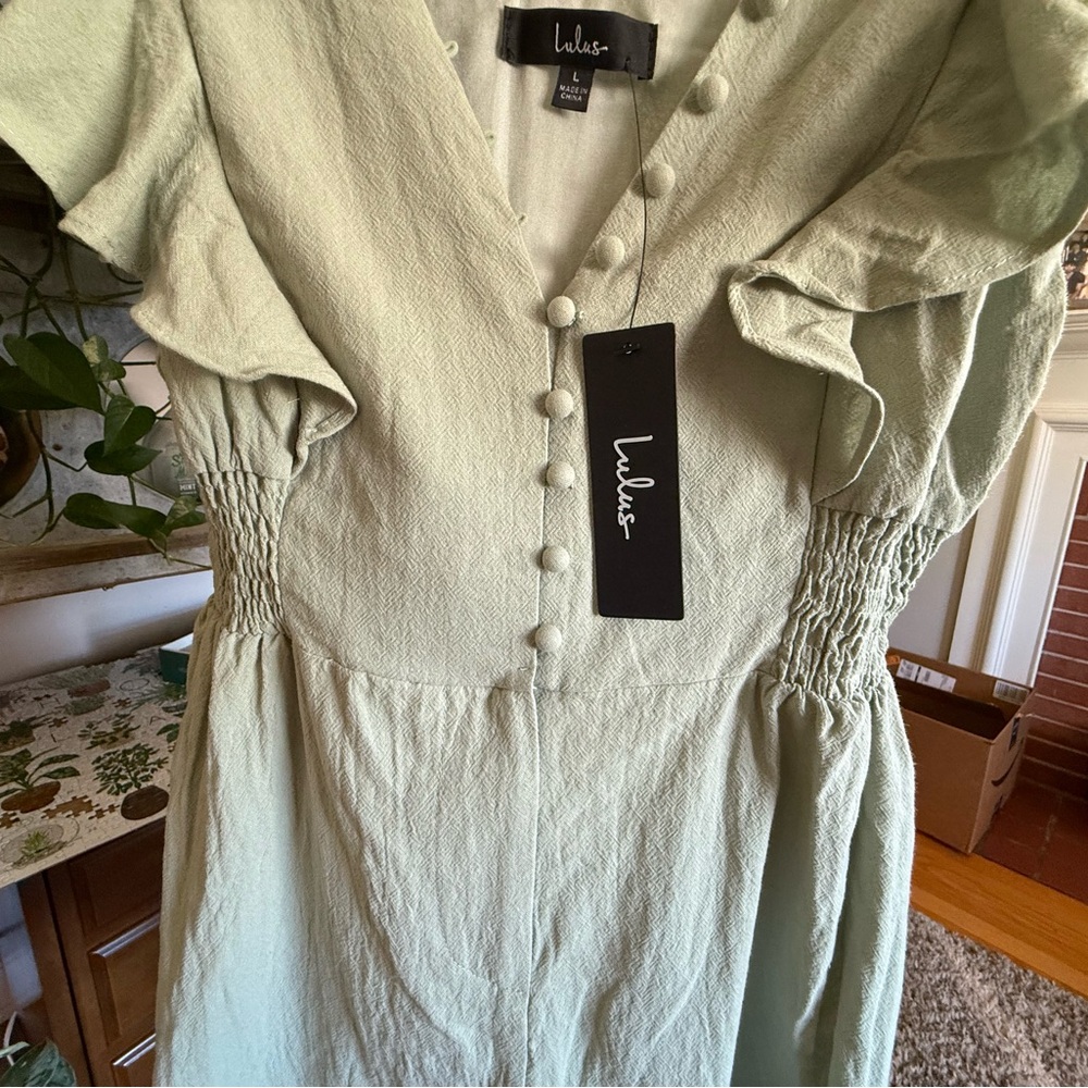 Lulu's Green Button-Down Dress